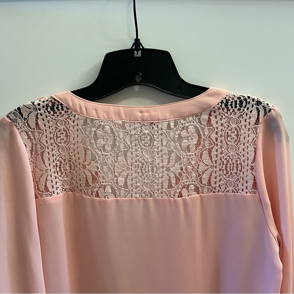 Candie’s Lace Back Blouse- Blush Pink - Picture 3 of 9